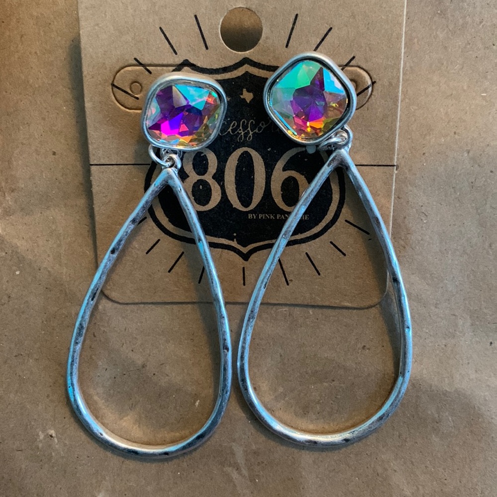 Crystal and teardrop style earrings